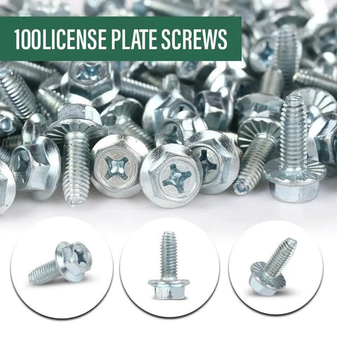 License Plate Screws For American Cars Rock Solid Size Fourteen By Three Quarters Inch With Hex Phillips Flat Slotted Combo Head