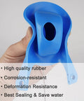 Close-up of Two Pack 3 Inch Toilet Flappers Replacement For 99 788 Flush Valves in blue with features highlighted