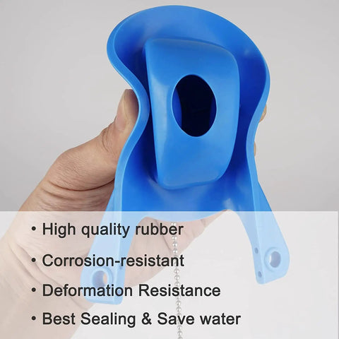 Close-up of Two Pack 3 Inch Toilet Flappers Replacement For 99 788 Flush Valves in blue with features highlighted