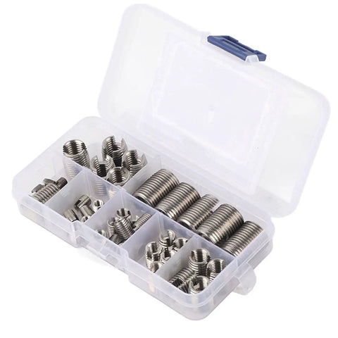50Pcs Inner Thread Self Tapping Thread Inserts Set For Stainless Steel Repairs Heavy Duty Thread Reinforcement Kit DIY Self Cutting Inserts To Fix Stripped Threads And Restore Strength, storage case