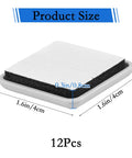 12 Piece Self Adhesive Furniture Sliders Set For Carpet And Hardwood Floors featuring a 1.5 in square pad with dimensions labeled