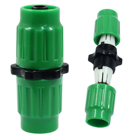 Expandable Garden Hose Repair Kit With Dual Channel Connectors For Three Quarter And Five Eighth Inch Hoses, green connectors