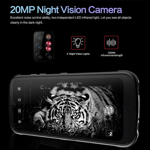 Built Like A Tank Heavy Duty Rugged Smartphone With ATEX Zone 1 Safety Rating, Rock Solid IP69K Protection, 6.3 Inch FHD Display showing night vision camera.