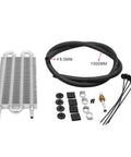 Heavy Duty 4 Row Aluminum Transmission Oil Cooler Universal Kit With 6 Pass Tube And Fin Design, Includes 6 AN Lines For Engine Cooling, Extends Lifespan, Reduces Heat And Keeps Your Ride Crisp, 1500mm hose and mounting hardware