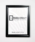 Hella Easy Invisible Picture Frame Hinges For Wall Safes And In Wall Stash Spots Patented Undetectable Pivot Mount in black frame.