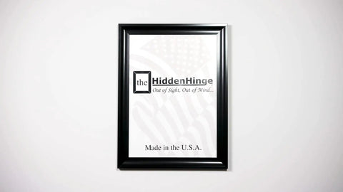 Hella Easy Invisible Picture Frame Hinges For Wall Safes And In Wall Stash Spots Patented Undetectable Pivot Mount in black frame.
