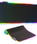 RGB Gaming Mouse Pad With Led Lights Large Size Big Mouse Mat For Pro Gamers And Casual Players Featuring 14 Lighting Modes And Power Off Memory, showing waterproof surface and rolled edge.
