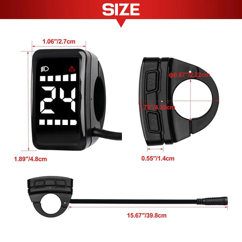 Compact 1.3 Inch Waterproof Ebike Display For Bafang Motor Kits With Real Time Speed Readout, Battery Indicator, Pedal Assist Level, Headlight Status, And Ultra Easy Install