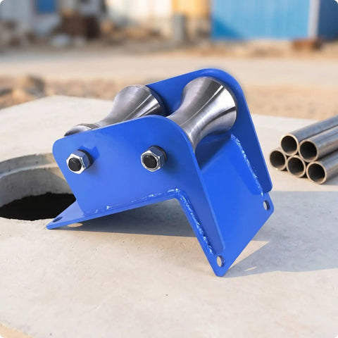 Workhorse Heavy Duty Cable Pulley Roller Guide Block Sheave With Grooved Rollers Steel Frame For Tight Turns And Corners Three Wheel Nylon Wheel 160x140mm Compact Mechanical Build, blue steel cable pulley with grooved rollers