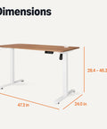 Electric Standing Desk With Quiet Motor And Multiple Presets White And Oak Finish Large Work Surface For Home Office Or Study dimensions