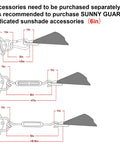 Diagram of installation accessories for Butter Cream 10 Ft By 13 Ft Sun Shade Sail UV Blocking For Backyard Deck Patio Garden And Outdoor Spaces.