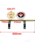 23.6 Inch Rear Axle Track Kit For Snowmobile ATV And Sand Beach Runs Gasoline Motor Replacement Easy Install All Terrain Traction Upgrade For Winter Snow And Mud US Stock, showing axle and gears with dimensions