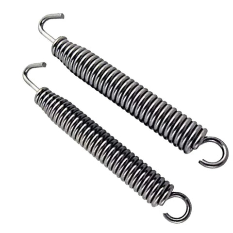 Two Pack 90mm Swivel Exhaust Muffler Springs For Motorcycles Durable Stainless Steel Construction With Anti Binding Hook Design tight springs
