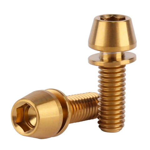 Six Pack Titanium M6x16mm M6x18mm M6x20mm Allen Hex Tapered Head Bolts For Bicycle Fittings Gold Finish Ultra Lightweight Grade 5 6AL4V
