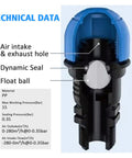 UPLYKKE 3/4 inch irrigation air relief valve, front cross-section with blue cap, showing float ball and dynamic seal