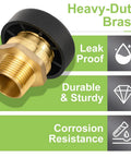 Front view of brass vacuum relief valve, 3/4 inch, with dust cover.