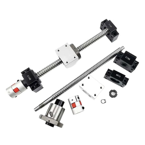 Top Shelf 900Mm Ball Screw Set With Single Nut Bk25 Bf25 Brackets And Torsion Coupling For Cnc Crews assembly components laid out.