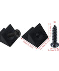 One Hundred Plastic Drawer Wedges with M4 Self Tapping Screws, black plastic material, detailed dimensions for furniture repair.