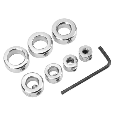 Depth Stop Collar Drill Bit Kit 7 Piece Set 1/8in 3/16in 1/4in 5/16in 3/8in 7/16in 1/2in With 2.5mm Hex Wrench shown