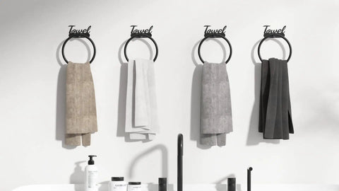 Rustproof Black Stainless Steel Towel Ring For Bathroom Wall Mounted Hand Towel Holder Easy Install Modern Minimalist Design with towels