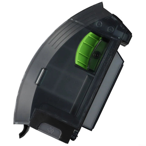 Heavy Duty Dirt Bin Compatible With Roomba I1 I3 I4 I5 I6 I7 Plus I8 Advanced Dust Collection System with clear design and green accent.