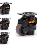 Beefy Heavy Duty Leveling Casters with Large Top Plate and Retractable NBR Pad for Heavy Workbenches, Equipment, Pack of 4