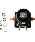 Starter Solenoid Replacement For Outboard Boats 12V Relay With 4 Terminals Insulated Ground Fits OMC Johnson Evinrude Mercury Sierra Arrowhead SMR6003 And More, black and silver