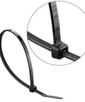 Black 6 Inch Zip Ties Heavy Duty 40 Lbs Tensile Strength Industrial Grade Cable Ties Pack Of 100 Outdoor UV Resistant Nylon Tie Wraps Close-up