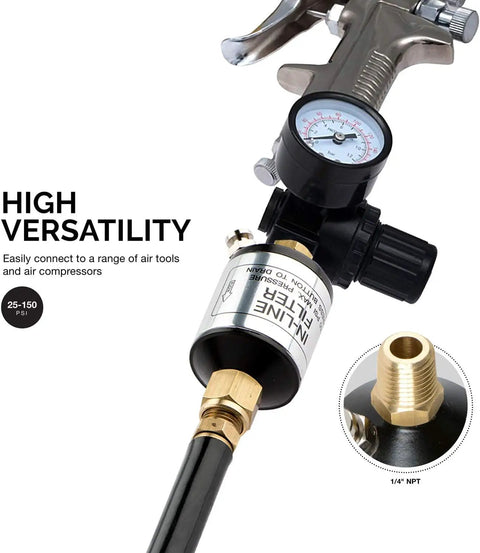 Water And Oil Separator For Air Line 2 Pack One Quarter Inch NPT Inlet And Outlet 150 PSI Air Compressor Accessory