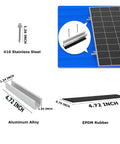 Heavy Duty Solar Panel Mounting Kit With Rails And Clamps For Tin Or Flat Roofs, 4 Panel Row Assembly, components diagram