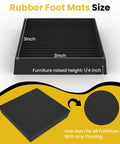 Image showing 3x3 Square Rubber Furniture Wheel Cups With Anti Slip Grip, Scratch Resistant Floor Protection, side and top view.
