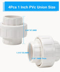 1 Inch PVC Union Coupling Pipe Fitting Socket To Socket Schedule 40 Slip Union Adapter With EPDM O Ring White Pack Of 4