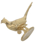 Top Shelf Brass Pheasant Drawer Knob With Rich Golden Finish, detailed bird design, 6x4cm size for cabinets.