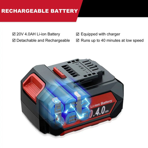 Cordless Wet Dry Vacuum Cleaner rechargeable 20V 4.0Ah battery with charger, highlighting detachable design and features