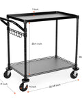 Heavy Duty Rolling Utility Cart With 680 Lbs Capacity, 2 Tier Metal Trolley On Wheels with handle bar and shelf liner