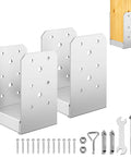 4x4 Post Base Kit With 2 Stainless Steel Adjustable Post Anchor Brackets and hardware for deck porch railing installation