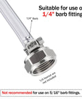 10 Ft Beer Line Vinyl Tubing 3/16 ID 7/16 OD Keg Line Replacement Kit With 4 Hose Clamps Food Grade Tubing For Kegerator Draft Beer Tower D Coupler Beer Dispensing visible with 1/4 inch barb fitting detail