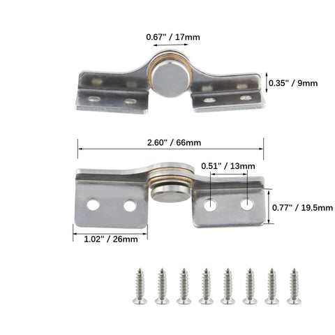Torque Shaft Hinge Set With Adjustable Damping 2 Pack Small Metal Damper Hinges stainless steel with included screws