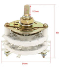 Front view of Band Selector Rotary Switch 4 Pole 3 Position 2 Deck 16 Pin, 9.7mm hole, 6mm shaft for radio TV industrial panels