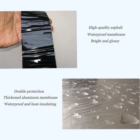 Heavy Duty Aluminum Foil Tape Self Adhesive Roofing Flashing Sealant Waterproof Underlayment Roll shown in hand, glossy finish.