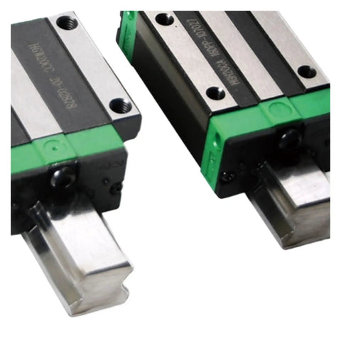 Rock Solid High Precision Linear Guide Rail Kit With 2pcs HGW15CC To HGW30CC Slider Blocks For Smooth Sliding Motion And Super Stable Tracking On Any Rig Or Machine Build Today, close-up of two metal slider blocks