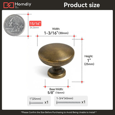 Top Tier Vintage Antique Brass Cabinet And Drawer Knobs 15 Pack Featuring Sweet Wineglass Contour And Heavy Duty Rust Shield for size reference with coin