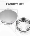 Clean 4 Piece Silver Wheel Center Caps Boast A Snappy Snap Fit And Bulletproof Abs Shield To Shut Out Road Gunk Beat Rust On Hub Studs And Keep Your Rims Looking Fresh On Daily Cruises showing size dimensions of 6cm and 1.5cm.