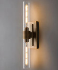 Hardwired Solid Brass Wall Sconce – Art Deco Light Fixture, Bulb Included with a glass shade and brass finish.