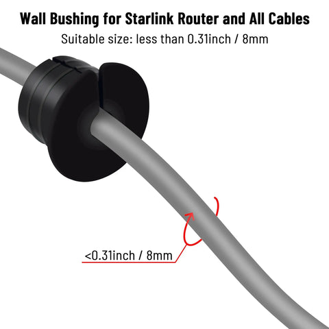 No Fuss Cable Routing Kit For Satellite Internet Cables 1 Inch Wall Hole Grommet Set with cable in silicone grommet