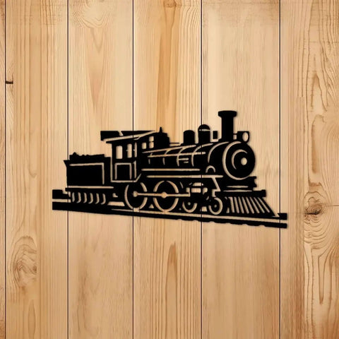 Vintage Steam Locomotive Metal Wall Art Indoor Outdoor Decor Black 12 Inch Retro Vibe Rustic Farmhouse Style Iron Sign Durable Wall Sculpture
