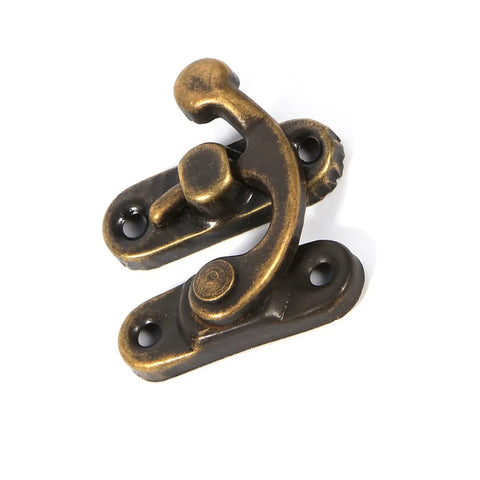 Antique Latch Hook Metal Hasp for Jewelry Boxes and Gift Boxes, Vintage Gold Bronze Finish
