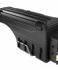Heavy Duty Left Side Truck Toolbox For Chevy Silverado 1500 And Gmc Sierra 1500 Black Hardcase Bedside Storage Rack side view