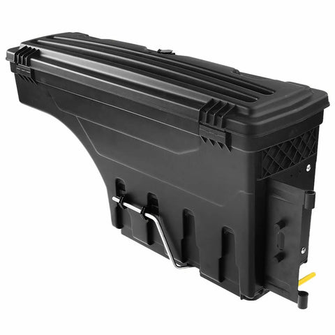 Heavy Duty Left Side Truck Toolbox For Chevy Silverado 1500 And Gmc Sierra 1500 Black Hardcase Bedside Storage Rack side view