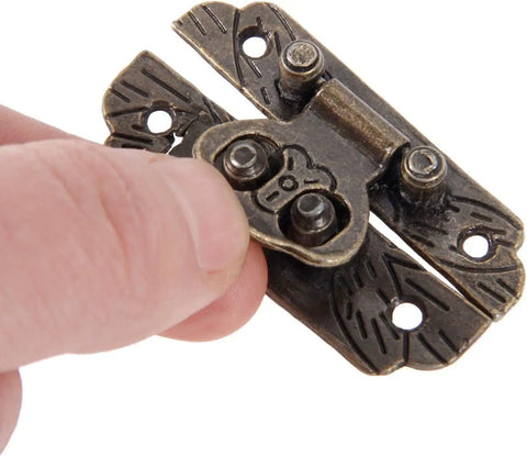 Close-up of Antique Bronze Wooden Box Hinges Set Five 25x48mm Hasps Iron Lock Catch Latches for Jewelry Boxes
